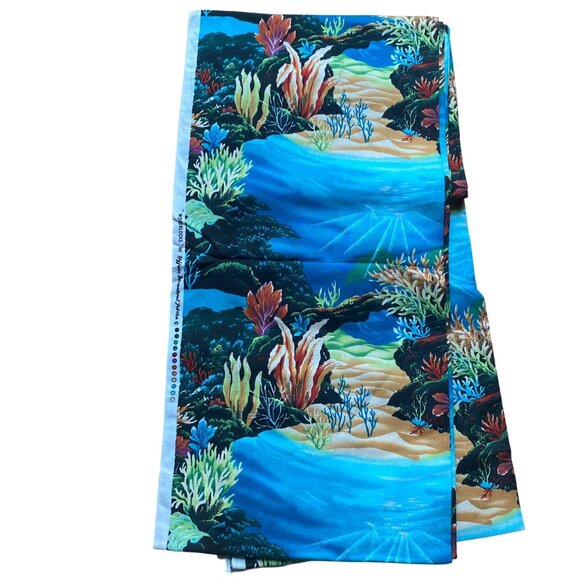 Hoffman International Woodblocks Under water fabric coral seascape quilting 5 yd - Picture 1 of 4